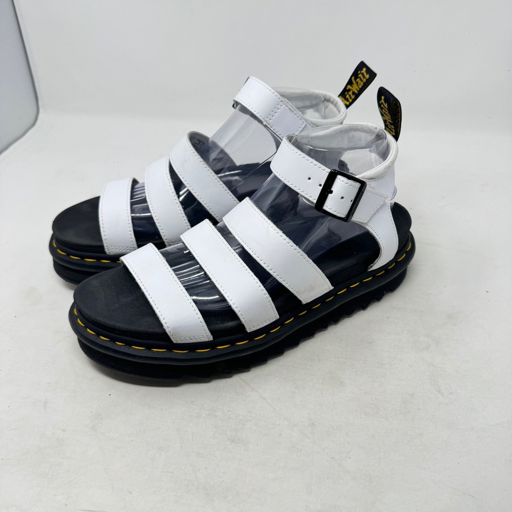 Dr. Martens Blaire Platform Sandals White 10 Chunky Strappy Leather Lug Sole
